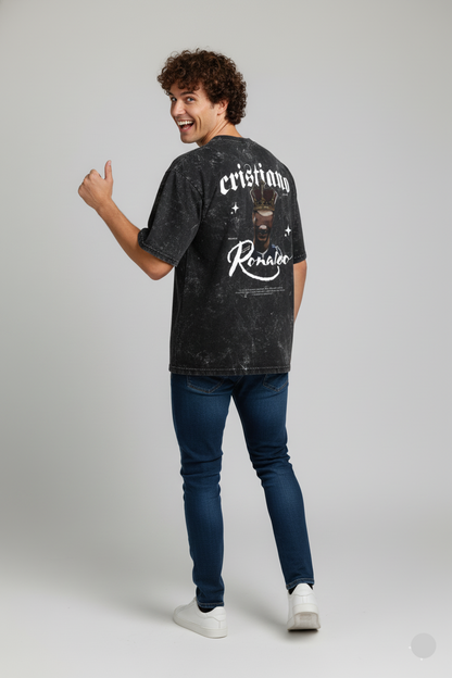"CR7 Legacy – Acid Wash Oversized T-Shirt | Born to Break Limits"
