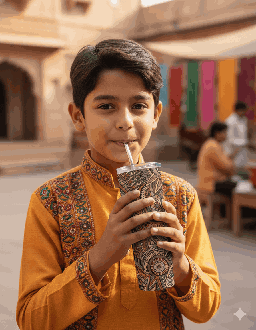 Vintage Brown Mandala Stainless Steel Tumbler – 750ml