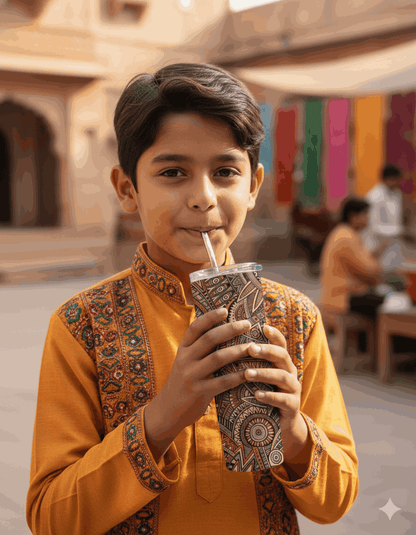 Vintage Brown Mandala Stainless Steel Tumbler – 750ml